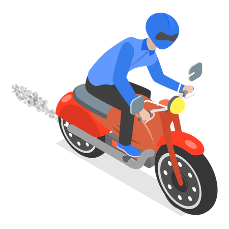 Rider riding bike wearing helmet  Illustration