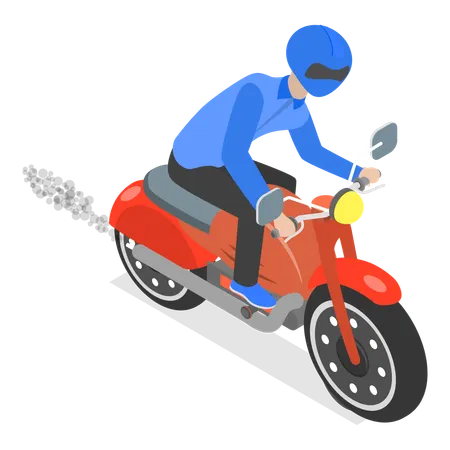 Rider riding bike wearing helmet  Illustration