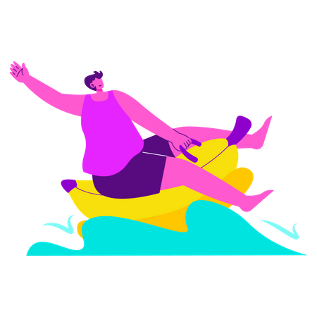 Riding banana boat  Illustration