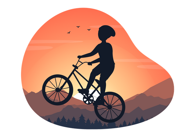 Riding BMX bicycle Illustration