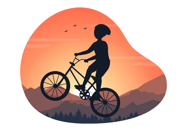 Riding BMX bicycle  Illustration