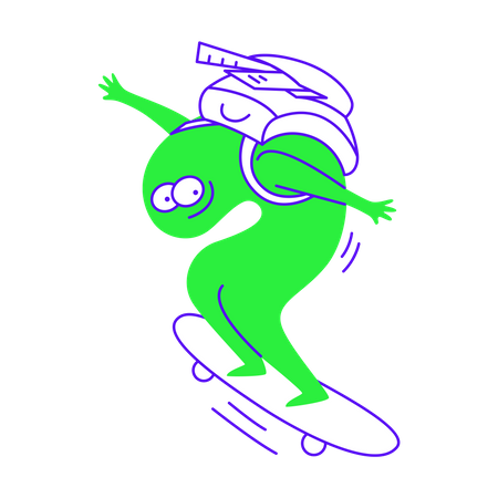 Riding skateboard to school Illustration