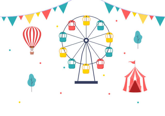 Riesenrad im Vergnügungspark  Illustration