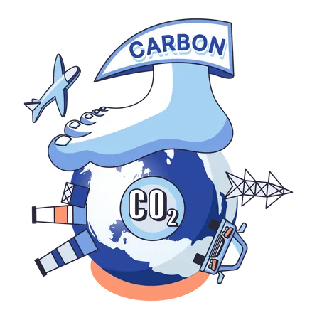 Riesiger CO2-Fußabdruck auf dem Planeten Erde  Illustration