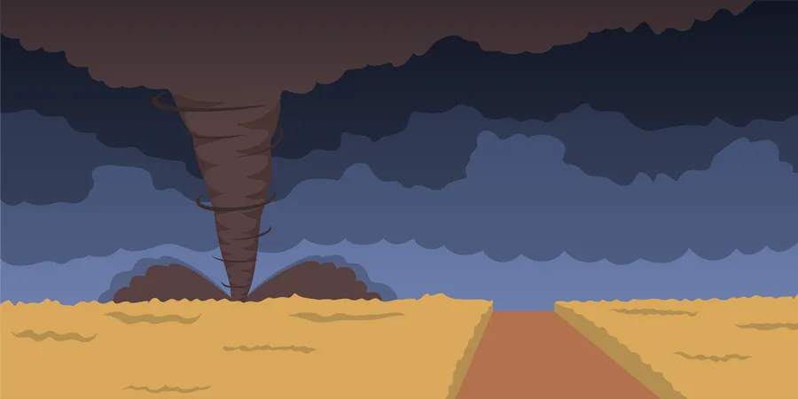 Riesiger Tornado kommt vom Feld  Illustration