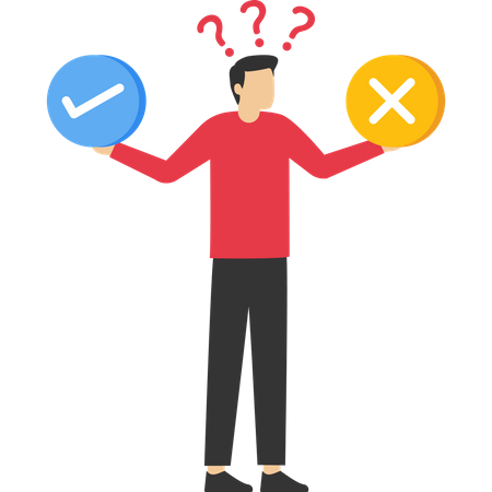 Right or wrong business decision  Illustration
