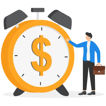 Time For Money Making Profit From Investment Promotion Alert For Bargain Deal Bill Payment Or Deadline To Start Building Wealth Concept Ringing Alarm Clock With Dollar Money Sign On Clock Face Illustration