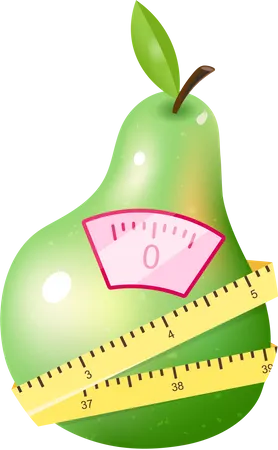 Ripe pear in dietary nutrition Illustration