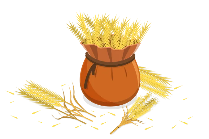 Ripe wheat bag  Illustration