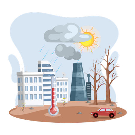 Rise in temperature due to global warming  Illustration