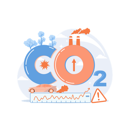 Rising carbon dioxide emissions in atmosphere  Illustration