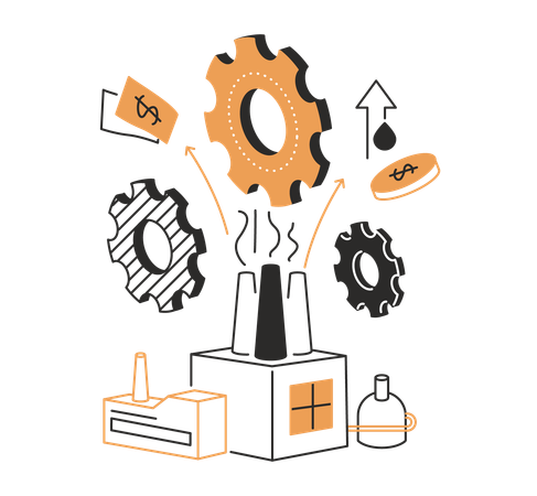 成長する製造工場  イラスト