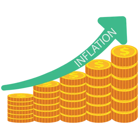 Rising pile of coins and item price  Illustration