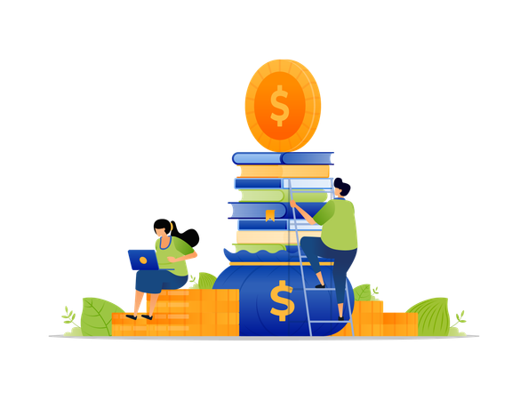 奨学金や財政支援を受けながらトップを目指す  イラスト