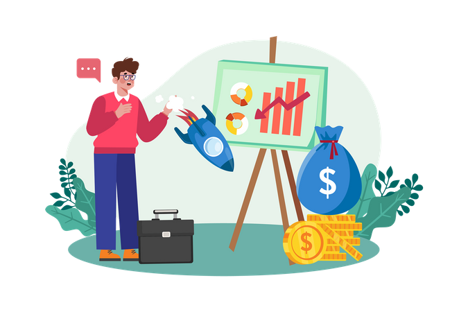 Risk analyst assessing financial risks and developing strategies to mitigate them  Illustration