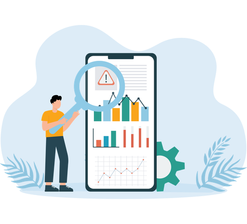 Risk Analytics assessment done by businessman  Illustration