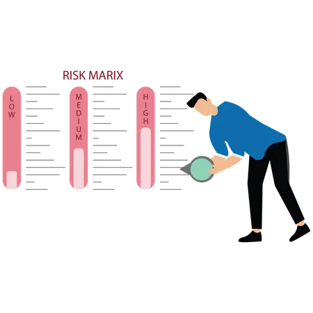 Risk assessment and safety with businessman pushes risk indicator to low  Illustration