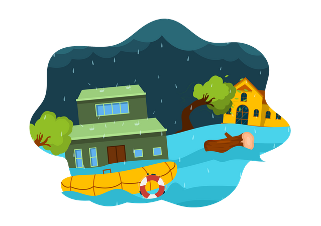 River Flooding  Illustration