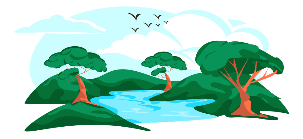 River Landscape Illustration