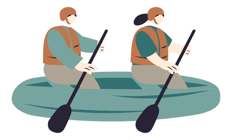 River Rafting  Illustration