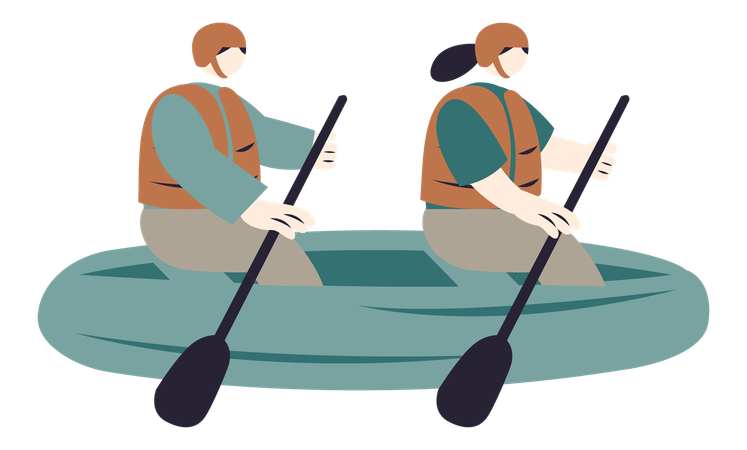 River Rafting  Illustration