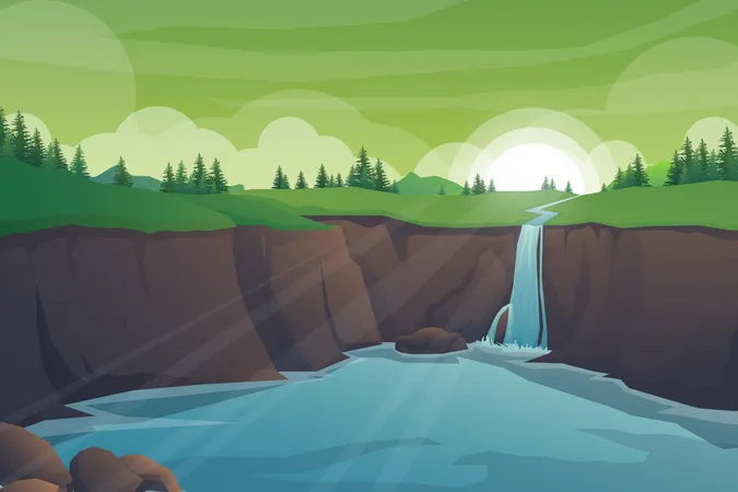 River streams of water flowing Illustration