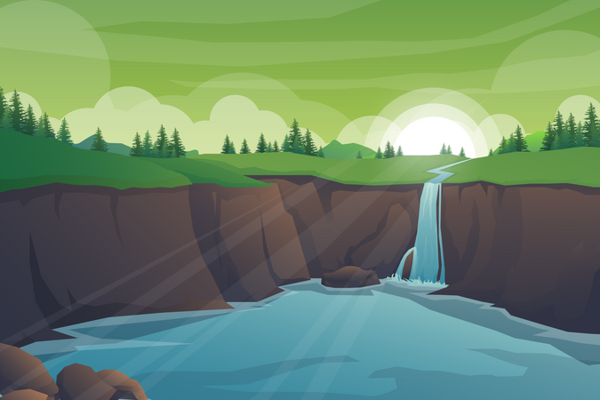 River streams of water flowing  Illustration