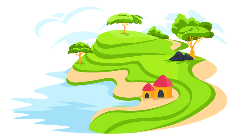 Riverside Landscape  Illustration