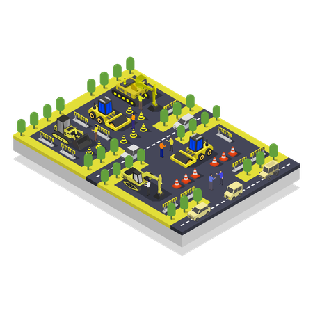 Road Construction  Illustration