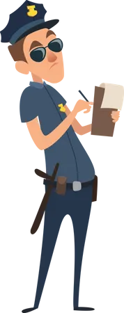 Road Inspector Wear Uniform Writing Fine  Illustration