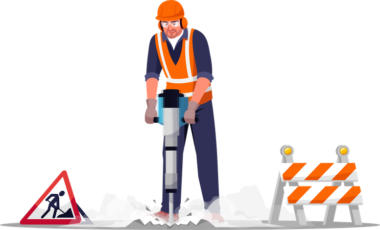 Road repair worker Illustration