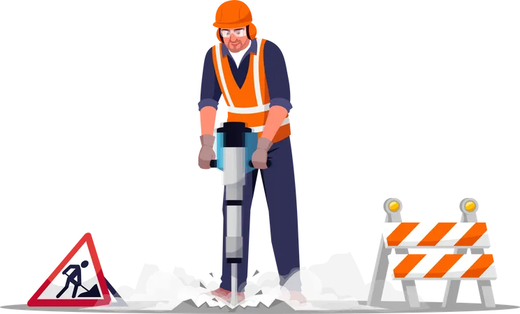 Road repair worker  Illustration