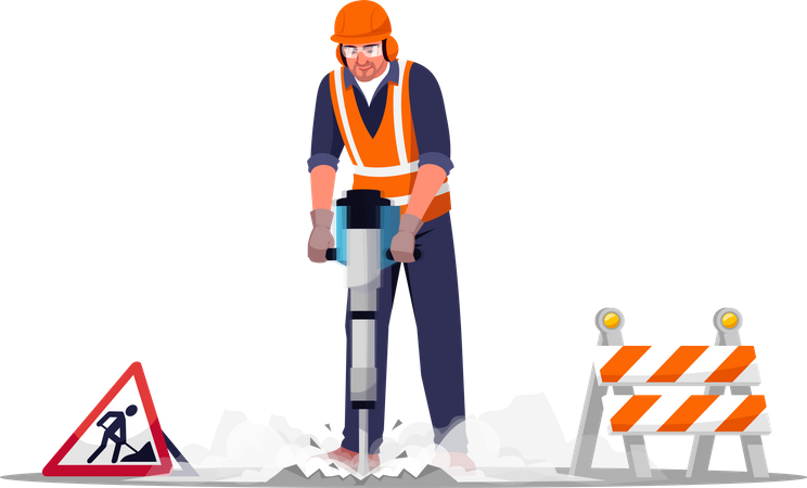 Road repair worker  Illustration