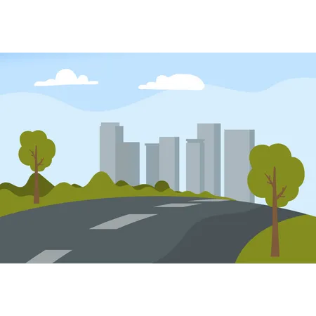 Road towards the city  Illustration