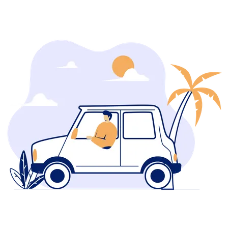 Road trip en voiture  Illustration