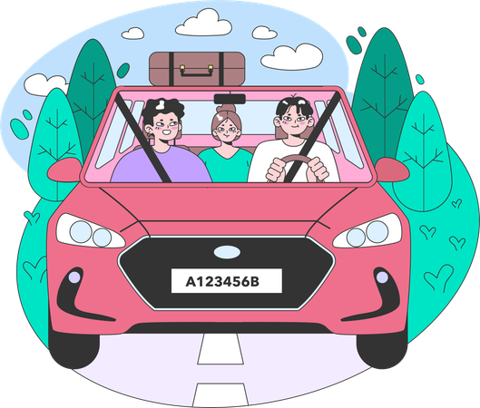Road trip with friends  Illustration