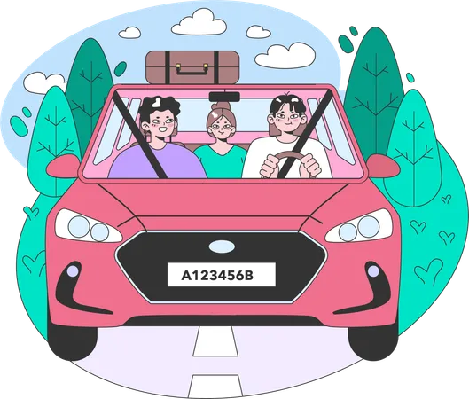 Road trip with friends  Illustration