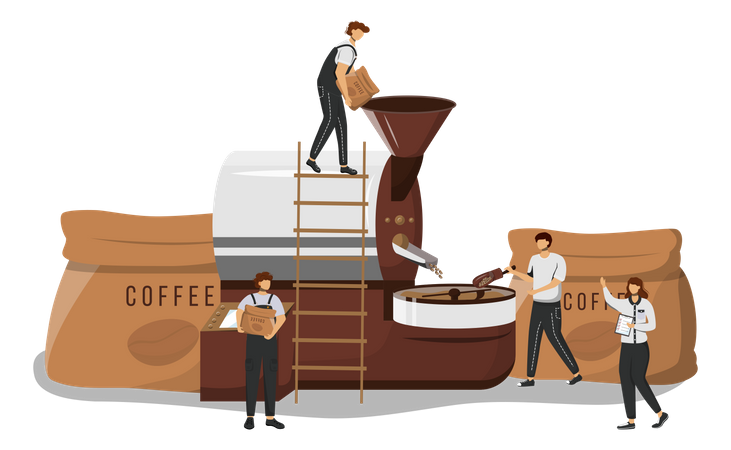 Roasting coffee beans Illustration