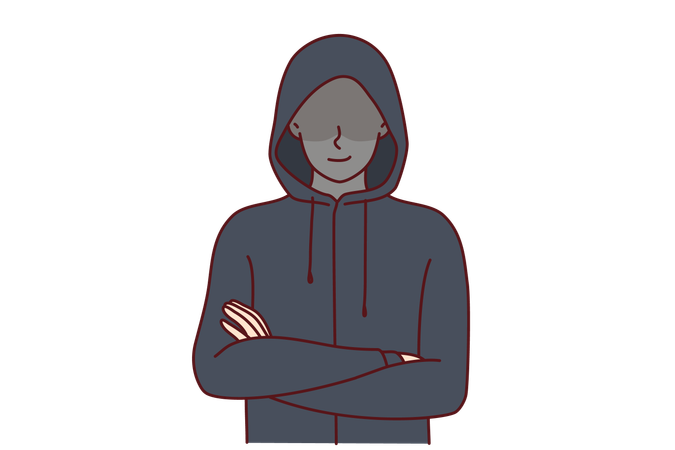 Robber is standing with covered face  Illustration