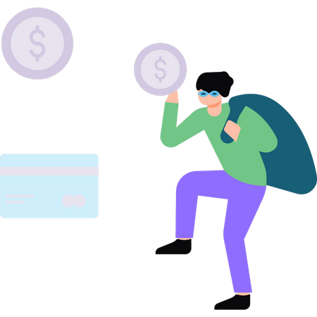 Robber stealing money  Illustration