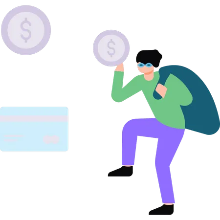 Robber stealing money  Illustration