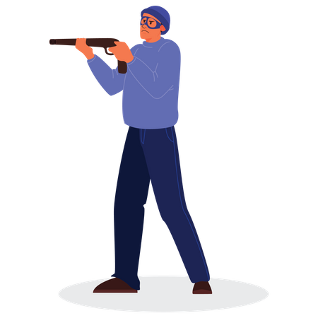 Robber with handgun Illustration