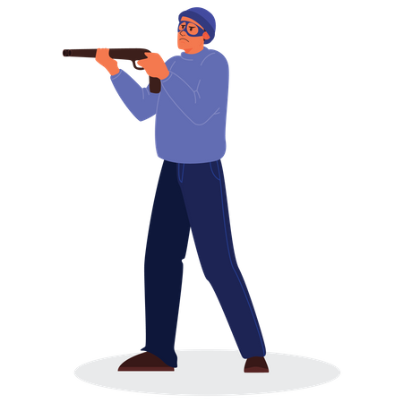 Robber with handgun  Illustration