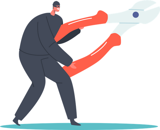 Robber with huge cutter  Illustration