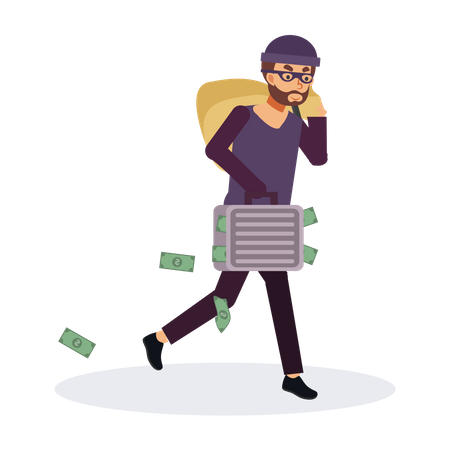 Robber with money  일러스트레이션
