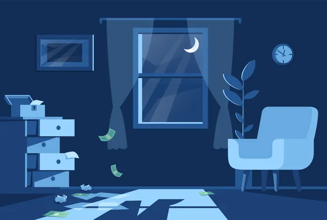 Robbery in Living room  Illustration