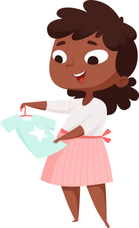 Petite fille sélectionnant une robe  Illustration