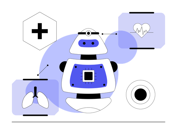 Robô auxilia médicos em pesquisas médicas  Ilustração