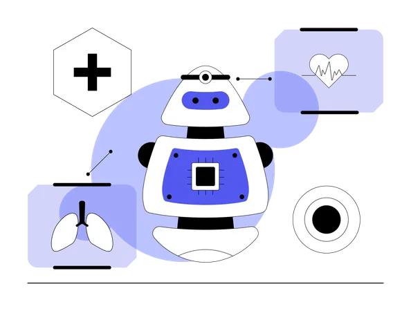 Robô auxilia médicos em pesquisas médicas  Ilustração