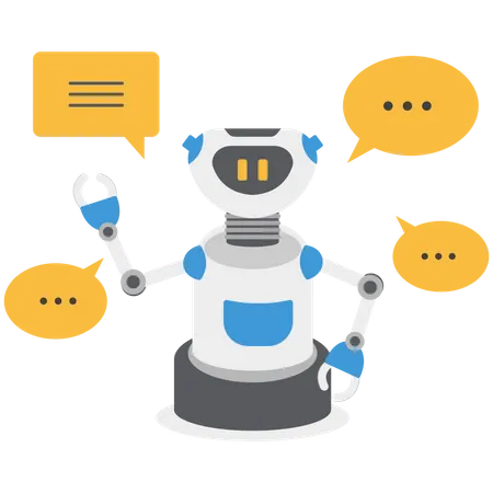 O chatbot do robô está respondendo aos clientes  Ilustração